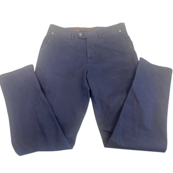 Marco Pescara Napoli Flat Front Chino Trouser Blue Men Size EU 48/US 32X30